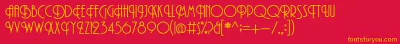 フォントPromenadeRegular – 赤い背景にオレンジの文字