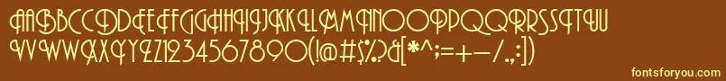 PromenadeRegular-fontti – keltaiset fontit ruskealla taustalla