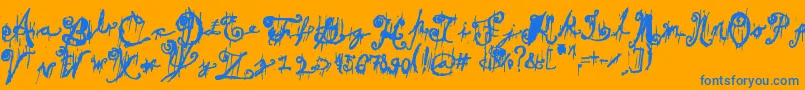 Fonte DarkTheater – fontes azuis em um fundo laranja