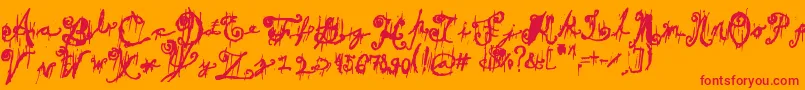 DarkTheater Font – Red Fonts on Orange Background