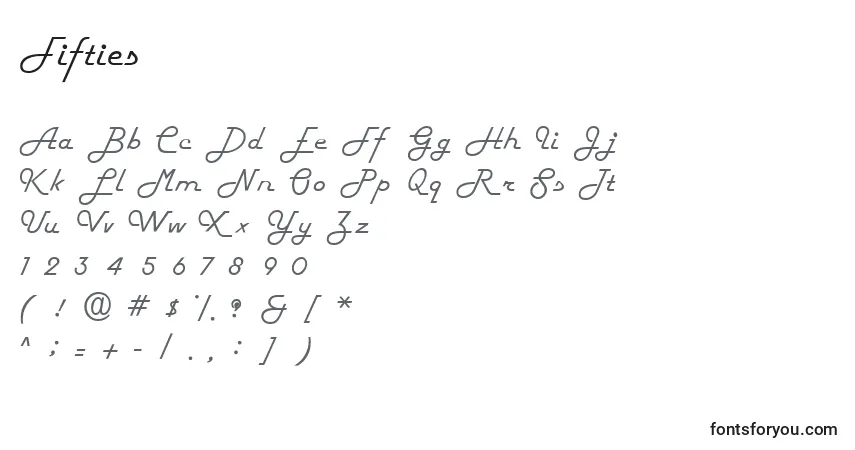 Czcionka Fifties – alfabet, cyfry, specjalne znaki