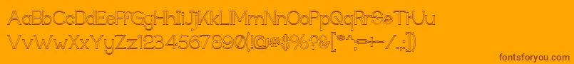 TechnicallyInsaneOutline-Schriftart – Braune Schriften auf orangefarbenem Hintergrund
