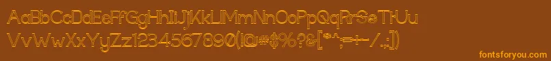 TechnicallyInsaneOutline-Schriftart – Orangefarbene Schriften auf braunem Hintergrund