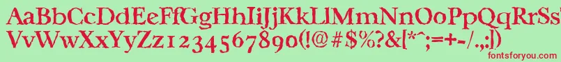 CasablancarandomMediumRegular Font – Red Fonts on Green Background