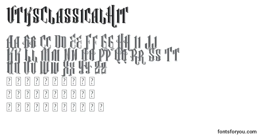 Czcionka VtksClassicalHit – alfabet, cyfry, specjalne znaki