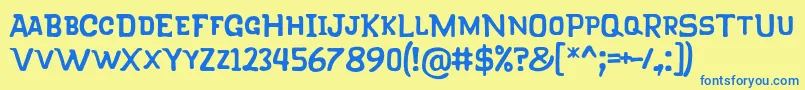 KlapjoRegular Font – Blue Fonts on Yellow Background