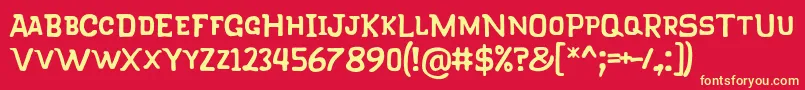 KlapjoRegular Font – Yellow Fonts on Red Background