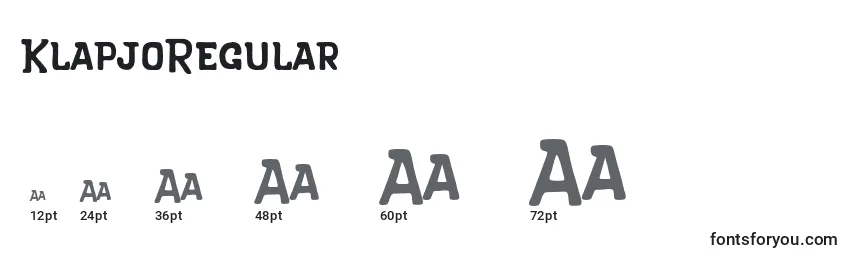 Размеры шрифта KlapjoRegular