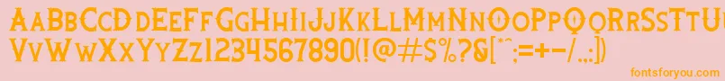 Rooters-fontti – oranssit fontit vaaleanpunaisella taustalla
