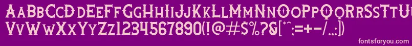 Rooters-fontti – vaaleanpunaiset fontit violetilla taustalla