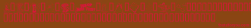 フォントKrWelcome2002Pt1 – 赤い文字が茶色の背景にあります。