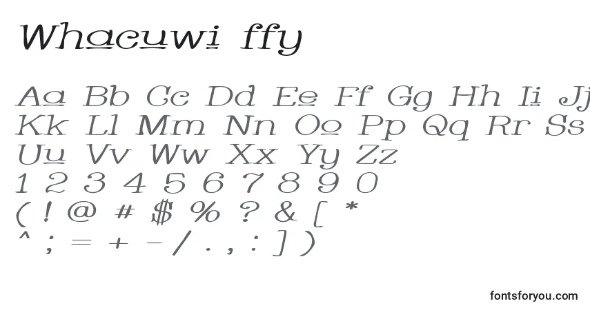 Schriftart Whacuwi ffy – Alphabet, Zahlen, spezielle Symbole