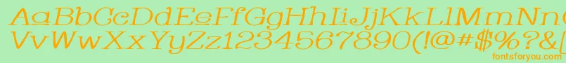 Whacuwi ffy-Schriftart – Orangefarbene Schriften auf grünem Hintergrund