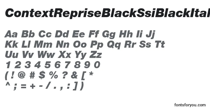 A fonte ContextRepriseBlackSsiBlackItalic – alfabeto, números, caracteres especiais