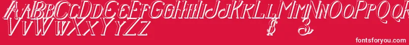 フォントSenandungmalamitalicbold3D – 赤い背景に白い文字