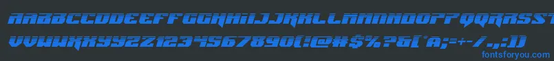 Jumpershalfital-Schriftart – Blaue Schriften auf schwarzem Hintergrund