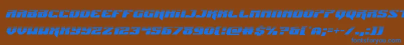 Jumpershalfital-Schriftart – Blaue Schriften auf braunem Hintergrund