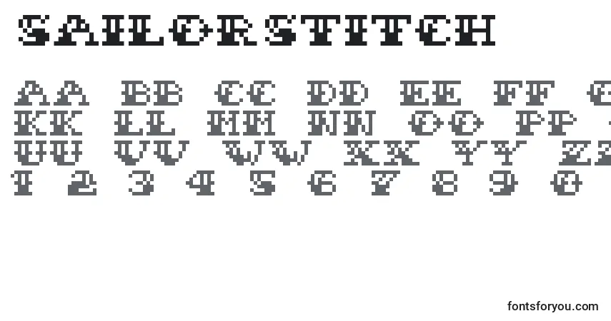 Czcionka SailorStitch – alfabet, cyfry, specjalne znaki