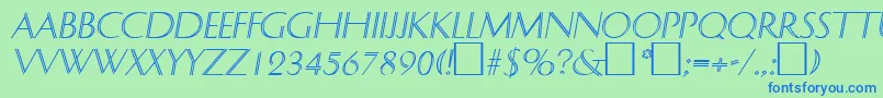 フォントDelphinItalic – 青い文字は緑の背景です。