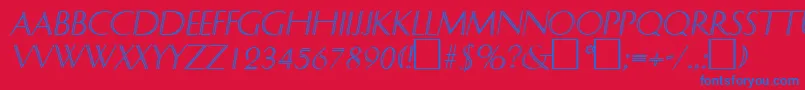 フォントDelphinItalic – 赤い背景に青い文字