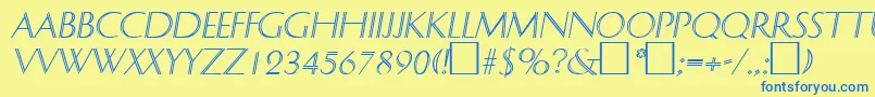 DelphinItalic Font – Blue Fonts on Yellow Background