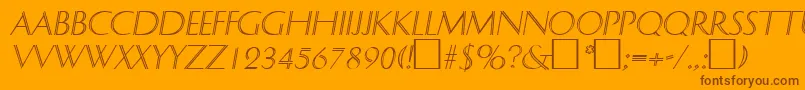 Czcionka DelphinItalic – brązowe czcionki na pomarańczowym tle