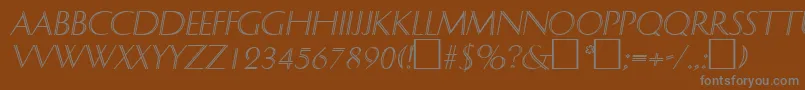DelphinItalic-Schriftart – Graue Schriften auf braunem Hintergrund