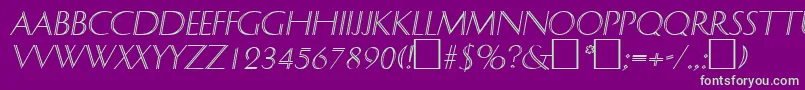 DelphinItalic-fontti – vihreät fontit violetilla taustalla