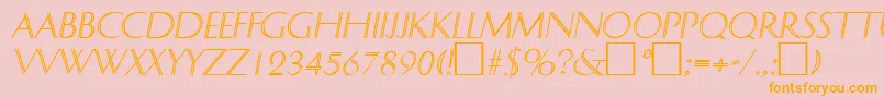 DelphinItalic-Schriftart – Orangefarbene Schriften auf rosa Hintergrund