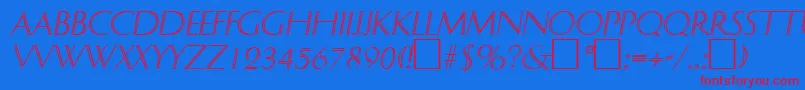 DelphinItalic Font – Red Fonts on Blue Background