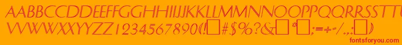 フォントDelphinItalic – オレンジの背景に赤い文字