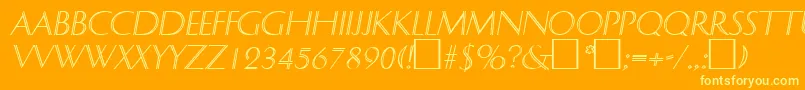 DelphinItalic Font – Yellow Fonts on Orange Background