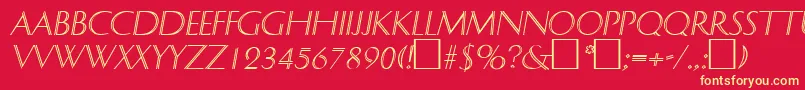 DelphinItalic-fontti – keltaiset fontit punaisella taustalla