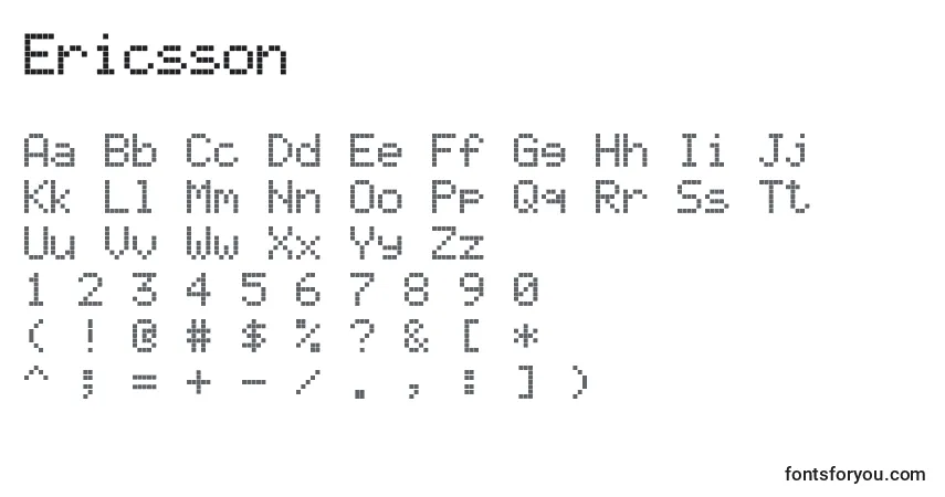 Czcionka Ericsson – alfabet, cyfry, specjalne znaki