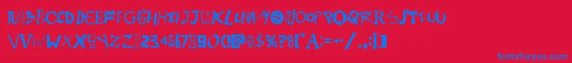 フォントPsychobutcher – 赤い背景に青い文字