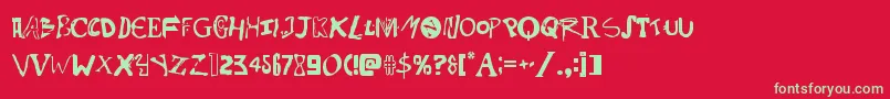 Psychobutcherフォントについての詳細 フォントPsychobutcher – 赤い背景に緑の文字