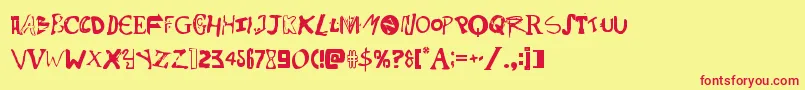 Psychobutcher Font – Red Fonts on Yellow Background