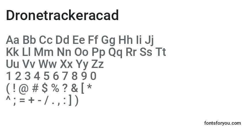 Czcionka Dronetrackeracad – alfabet, cyfry, specjalne znaki