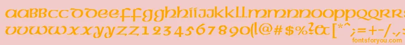 フォントNickel – オレンジの文字がピンクの背景にあります。