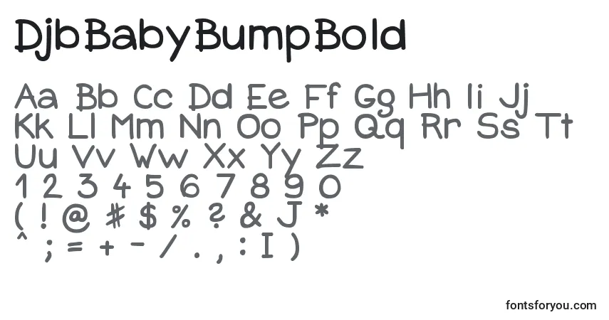 Czcionka DjbBabyBumpBold – alfabet, cyfry, specjalne znaki
