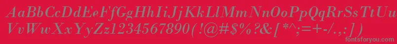 Santeeitalic Font – Gray Fonts on Red Background