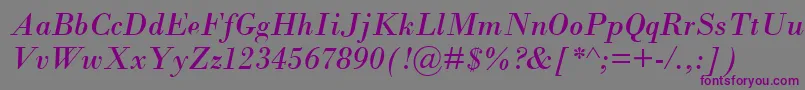 Santeeitalic-fontti – violetit fontit harmaalla taustalla