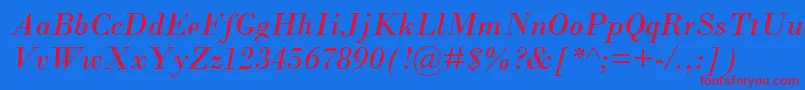 Santeeitalic Font – Red Fonts on Blue Background