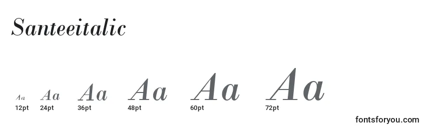 Размеры шрифта Santeeitalic