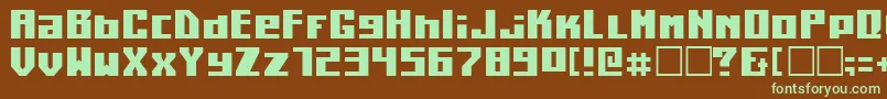 フォントKiloton3 – 緑色の文字が茶色の背景にあります。