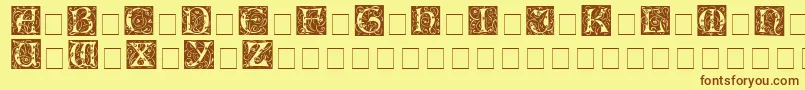 IlluminationessidisplaycapsMedium-fontti – ruskeat fontit keltaisella taustalla
