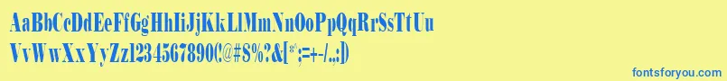 Fonte BodidlyCondensed – fontes azuis em um fundo amarelo