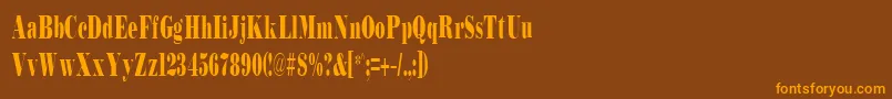 BodidlyCondensed-fontti – oranssit fontit ruskealla taustalla