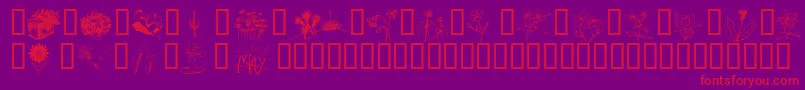 Wmflowers2-Schriftart – Rote Schriften auf violettem Hintergrund