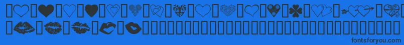 LuvNKisses-fontti – mustat fontit sinisellä taustalla